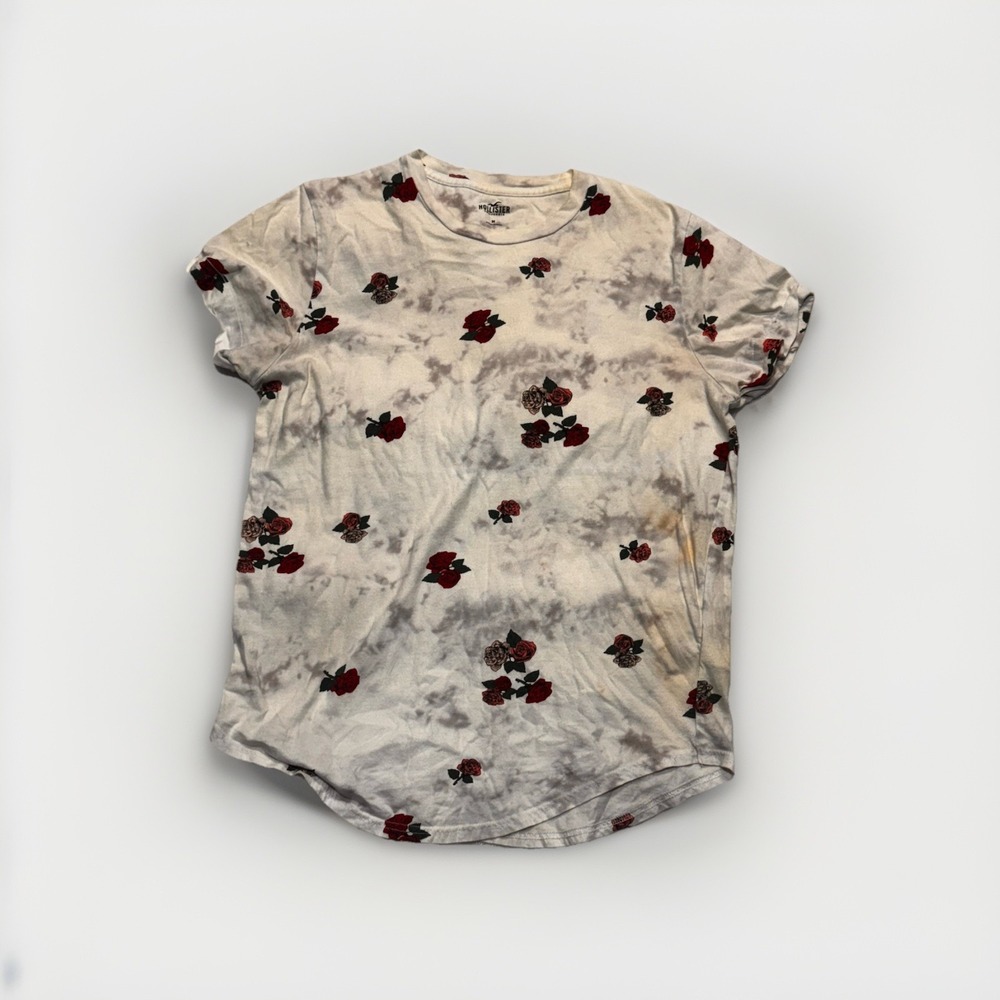 Hollister Floral Rose Tie Dye Tee Womens Medium Casual Top T-Shirt